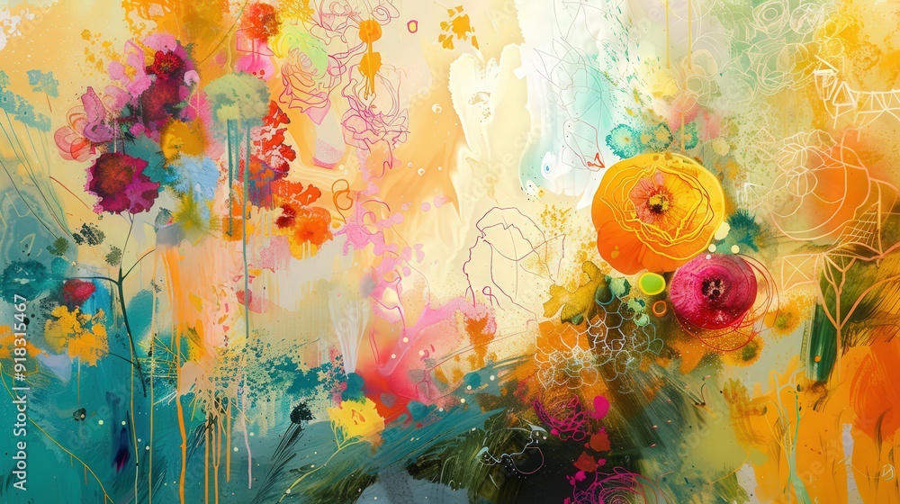 Poster explore abstract spring compositions that invite interpretation and contemplation of seasonal change