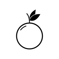 Orange fruit line icon. Black and white vector illustration isolated on white background