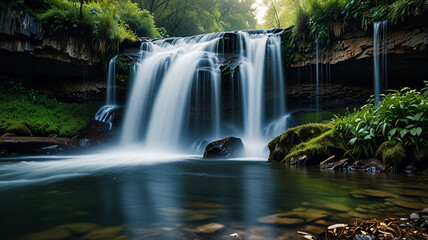 Obraz premium waterfall in the middle of the forest