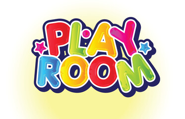 Kids Playroom Colorful Logo or Poster Label Vector Template