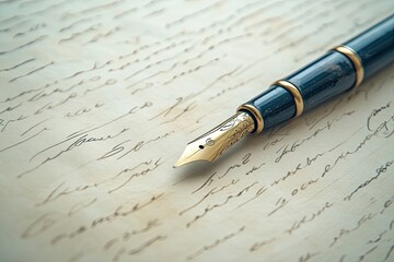 Calligraphy Pen poised over a parchment paper.