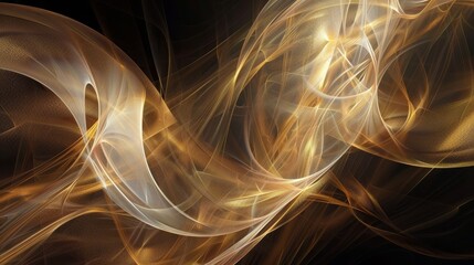 Fototapeta premium Abstract swirling patterns with golden hues against a dark background creating a sense of movement and energy