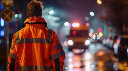 Fototapeta premium The night emergency worker.