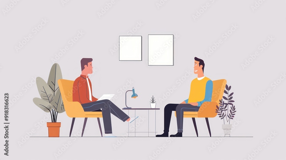 Poster candidate participating in a casual job interview with relaxed attire.