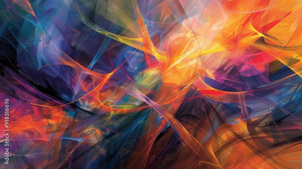Poster vibrant abstract composition with swirling colors and dynamic patterns