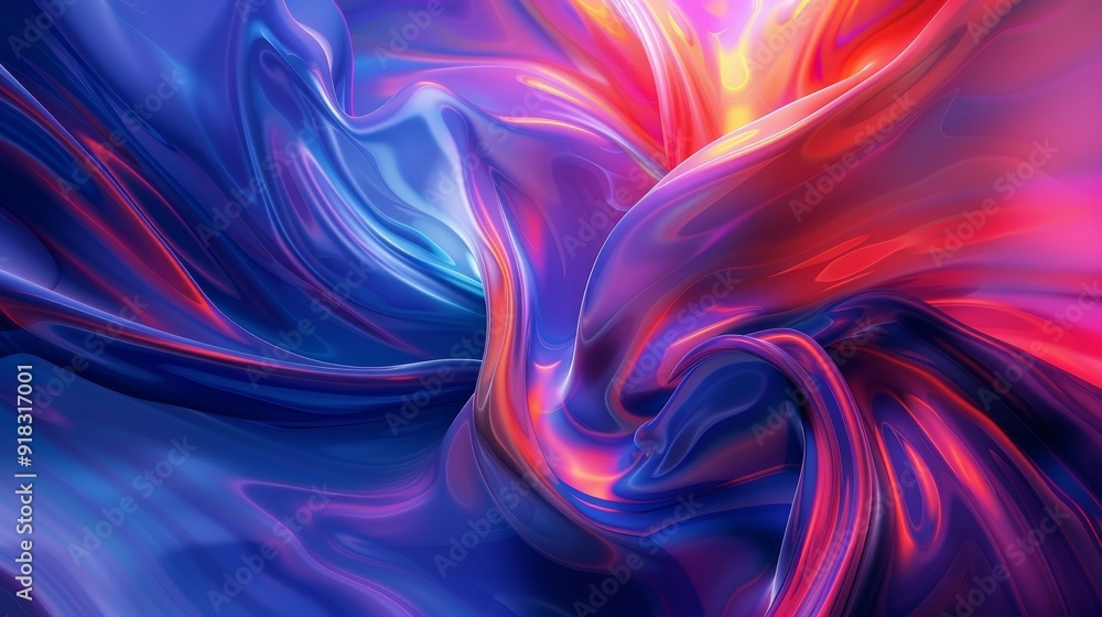 Poster vibrant abstract swirl of colors resembling flowing fabric in a dynamic pattern