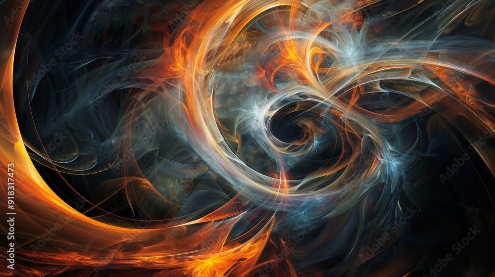 Poster abstract swirling patterns in vibrant colors create a mesmerizing cosmic effect