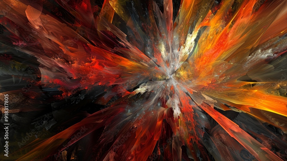 Poster abstract explosion of vibrant colors in dynamic patterns