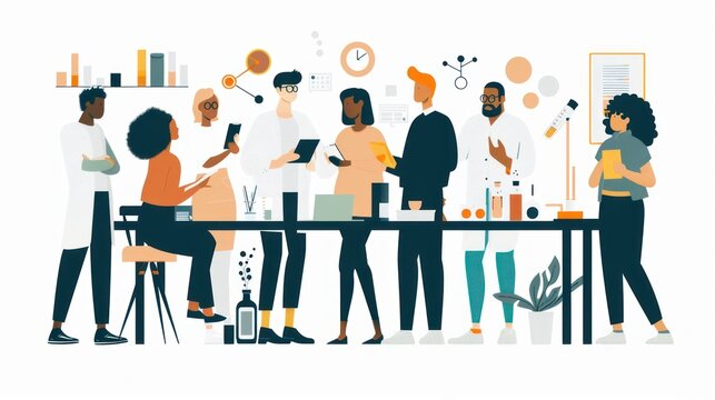 Collaborative university research project with diverse team members.