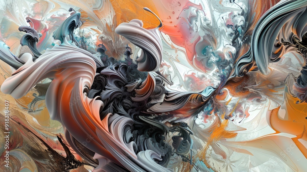 Poster abstract swirling colors in dynamic patterns reflecting movement and energy