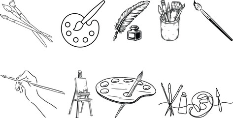 Obraz premium Art, drawing icon set collection