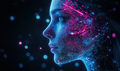 Obraz premium Holographic financial advisor, symbolizing AI-driven personal finance