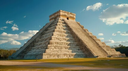 The ancient pyramid of El Castillo at Chichen Itza, with its steps perfectly aligned to cast a shadow during
