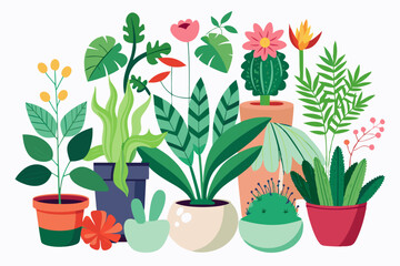 Obraz premium A Colorful Arrangement of Potted Plants and Flowers