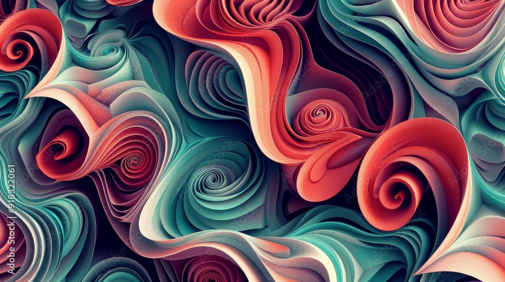 Poster abstract swirl patterns with vibrant colors and textures in a fluid design