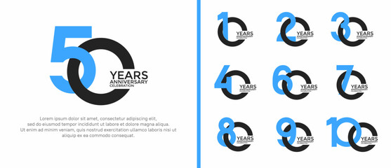 anniversary logo style set with black and blue color can be use for celebration moment