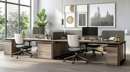 HR office setup with desks, computers, and HR-related documents.
