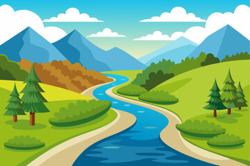 A Scenic River Winding Through a Mountain Valley Landscape