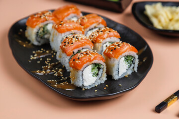 fFesh sushi set traditional japanese food