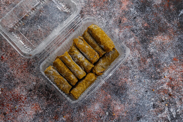 Delicious dolma (sarma) stuffed grape leaves rice.