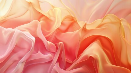 Obraz premium Soft pastel fabric drapes in hues of pink, orange, and yellow flowing gracefully under soft lighting