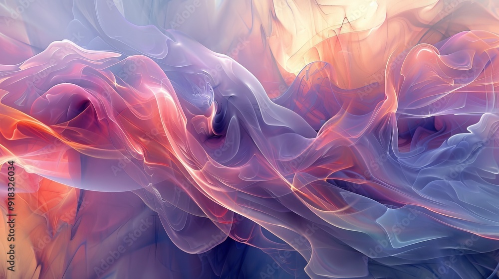 Poster soft and ethereal abstract forms creating a dreamlike scene