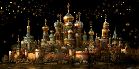 Fototapeta premium there is a very large castle with many spires on it