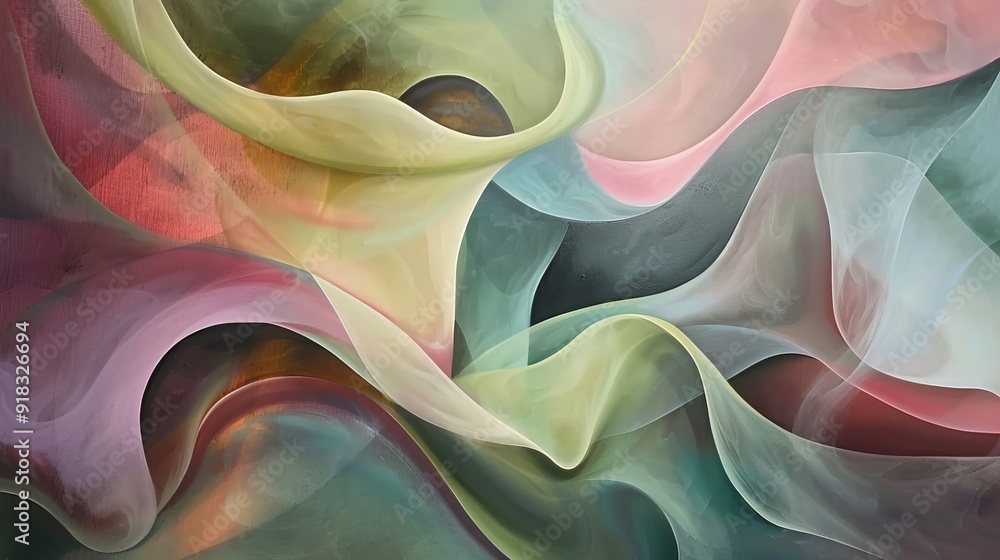 Poster soft and gentle abstract forms creating a serene scene