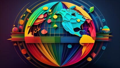 Obraz premium Abstract GeoModule Art with Colorful Earth Representation