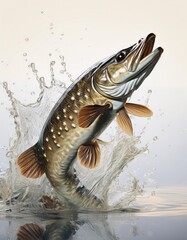  Pike fish in the water