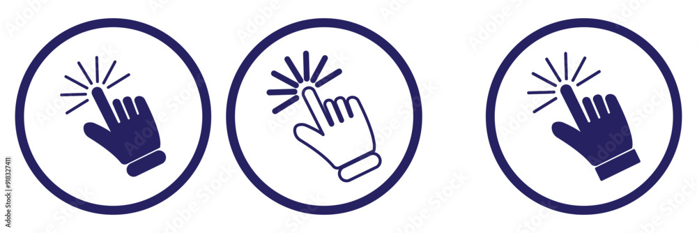 Poster hand click icon set. pointer sign and symbol. hand cursor icon