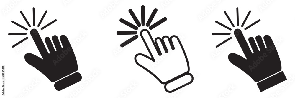 Poster hand click icon set. pointer sign and symbol. hand cursor icon