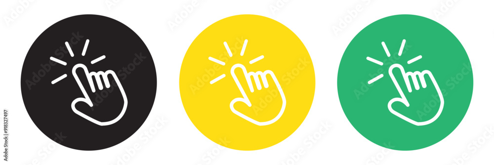 Poster hand click icon set. pointer sign and symbol. hand cursor icon