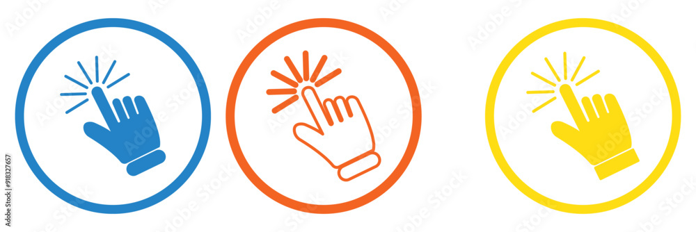 Poster hand click icon set. pointer sign and symbol. hand cursor icon