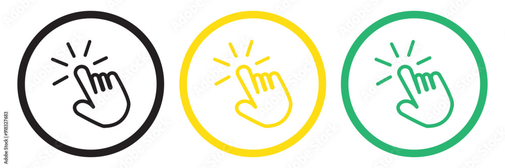 Poster hand click icon set. pointer sign and symbol. hand cursor icon
