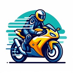 Motorbike rider colorful vector illustration isolated on a white background