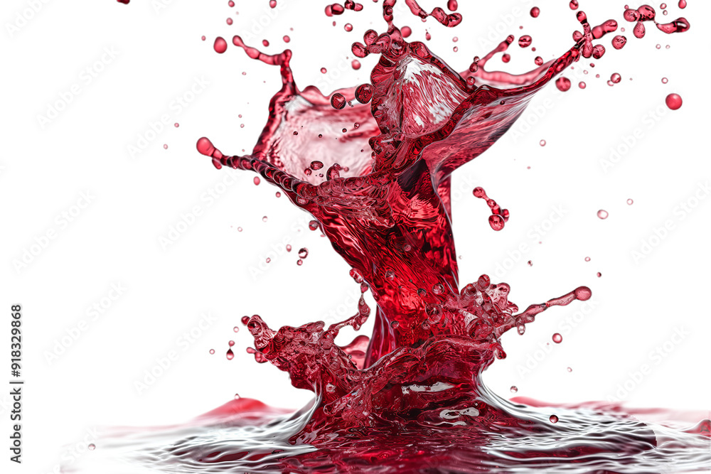 Poster a vibrant splash of red liquid, frozen in time, creates a dynamic and artistic composition against a