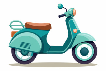 Obraz premium Teal and Brown Vintage Scooter with White Background