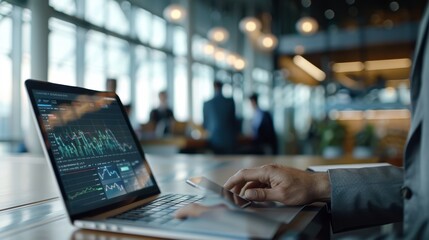 The laptop at business workspace