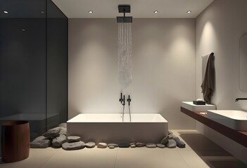 Concept photo of minimalist bathroom interior