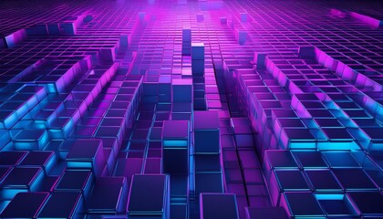 Obraz premium Abstract Purple and Blue 3D Cube Grid Background