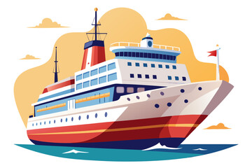 Obraz premium A Red and White Cruise Ship Sailing on the Ocean