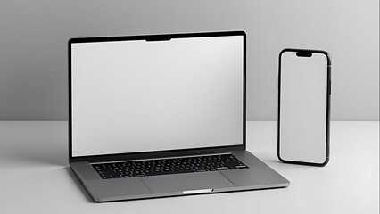 Realistic set of monitor, laptop, smartphone. 3d devise mockup set vector. Realistic screen layout