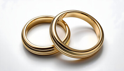 Two Golden Wedding Bands  isolated on a white background 