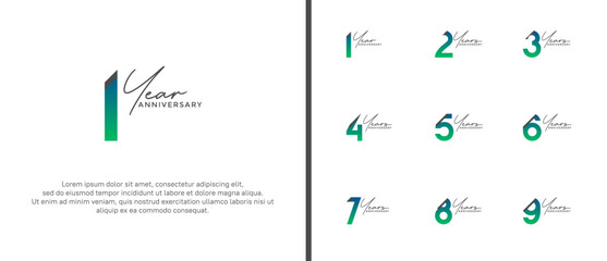 anniversary logo style set with green and black color can be use for celebration moment