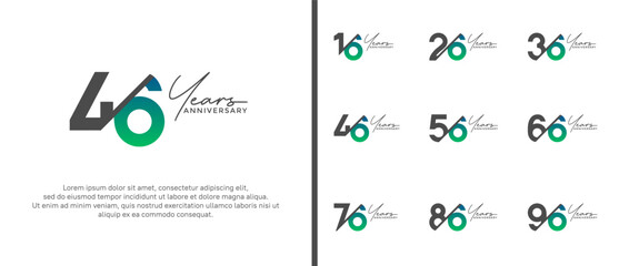 anniversary logo style set with green and black color can be use for celebration moment