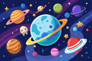 Fototapeta premium Colorful Planets and Stars in Space
