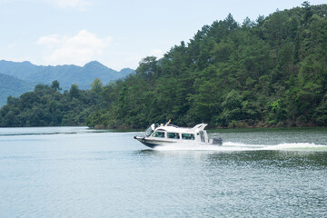 landscape of lake and green mountain