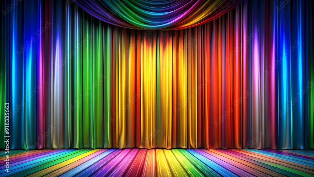Poster a symphony of color: an abstract stage curtain generative ai