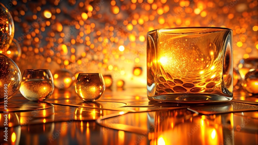 Poster shimmering glass and abstract forms generative ai